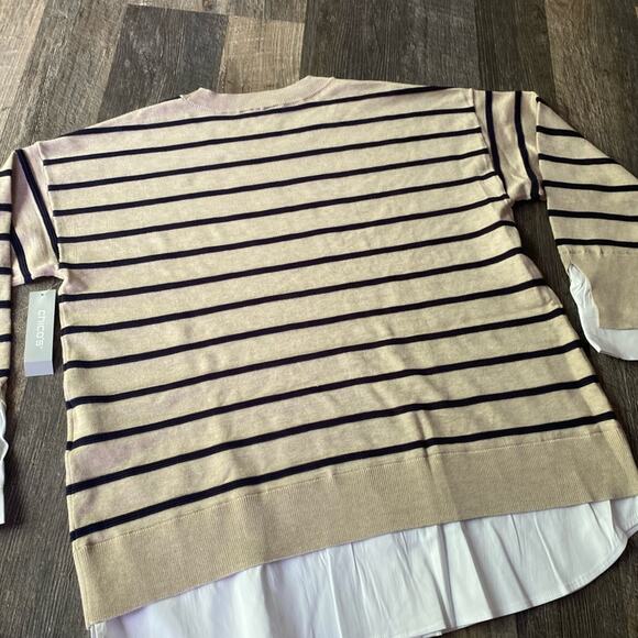 Chico’s striped pullover crew sweater - Picture 6 of 9